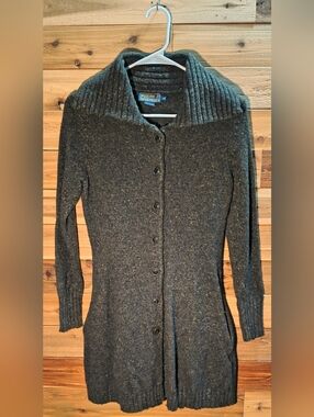 Button-Up Long Cardigan By Pendleton - Size XS - Dark Green Multi Knit